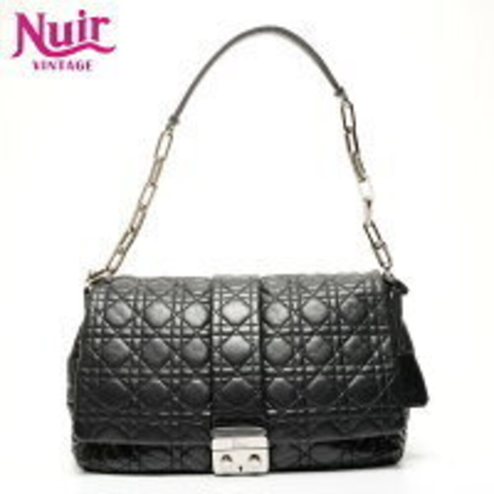 Christian Dior Cannage Lock One Shoulder Hobo Bag Black